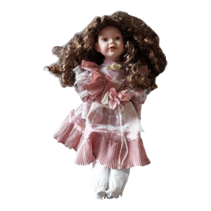 Charming Vintage Porcelain Doll - 42cm, 20th Century, Pretty in Pink