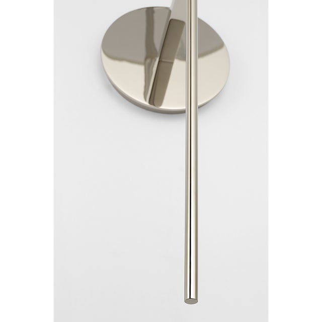 Modern J. Randall Powers for Visual Comfort Signature Hackney 25" Tail Sconce in Polished Nickel with Linen Shade For Sale - Image 3 of 7