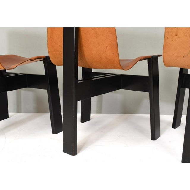 Cognac Leather Tre 3 Dining Chairs by Angelo Mangiarotti for Skipper, 1978, Set of 4 For Sale - Image 15 of 17
