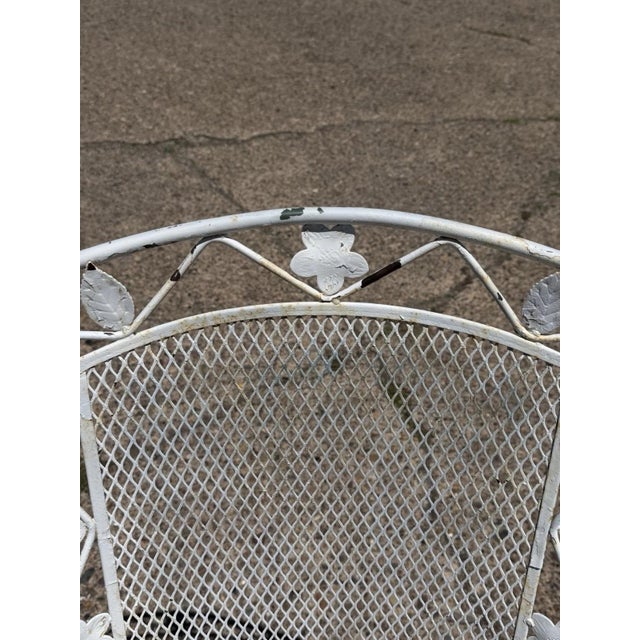 Metal Vintage Woodard Era Floral Wrought Iron Springer Garden Patio Arm Chair - A Pair For Sale - Image 7 of 17