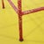 2000 - 2009 Red Lacquered Iron Plant Stand Table with Decorated Wooden Top For Sale - Image 5 of 8