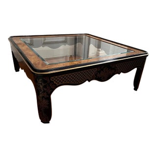 1980s Drexel Heritage Black Lacquered Coffee Table For Sale