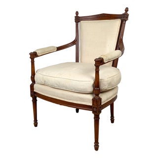 Vintage French Louis XVI Style Fauteuil Armchair For Sale
