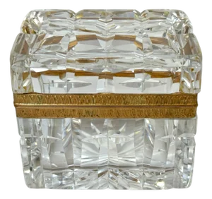 Charles X Style French Ormolu Optic Cut Crystal Box, Signed Lehmann France