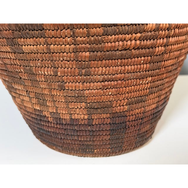 Antique Western Apache Coiled Storage Basket - 12” Hand Woven in the Style of Native American Art For Sale - Image 14 of 14