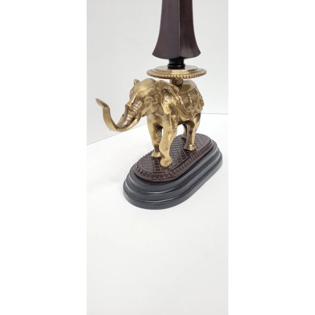Gold Vintage Brass Elephant Sculpture With Finial 20.5" Safari Luxe Animal Decor Hollywood Regency & Colonial Revival Accent For Sale - Image 8 of 11