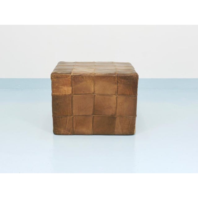 Patchwork Leather Cube Ottoman from de Sede, Switzerland, 1970s For Sale - Image 10 of 18