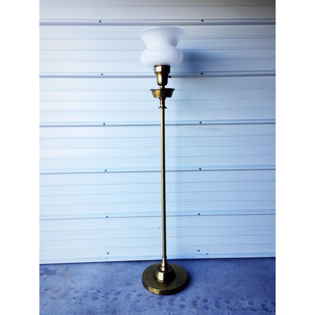 Antique Brass Torchiere Floor Lamp | Chairish