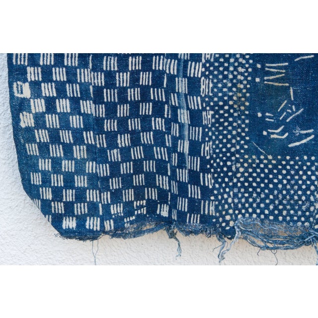 Tribal Life Vintage Indigo Mud Cloth For Sale - Image 4 of 9