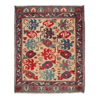 Vintage Turkish Oushak Rug With Bold Red, Blue, and Gray Tribal Motifs For Sale