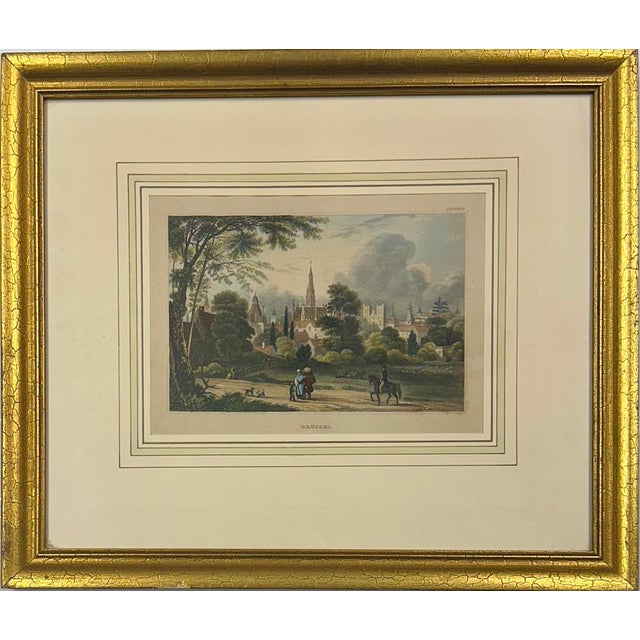 Original hand colored steel engraving titled "Upper Largo & Church" by James Stewart. The print depicts a scenic view of...