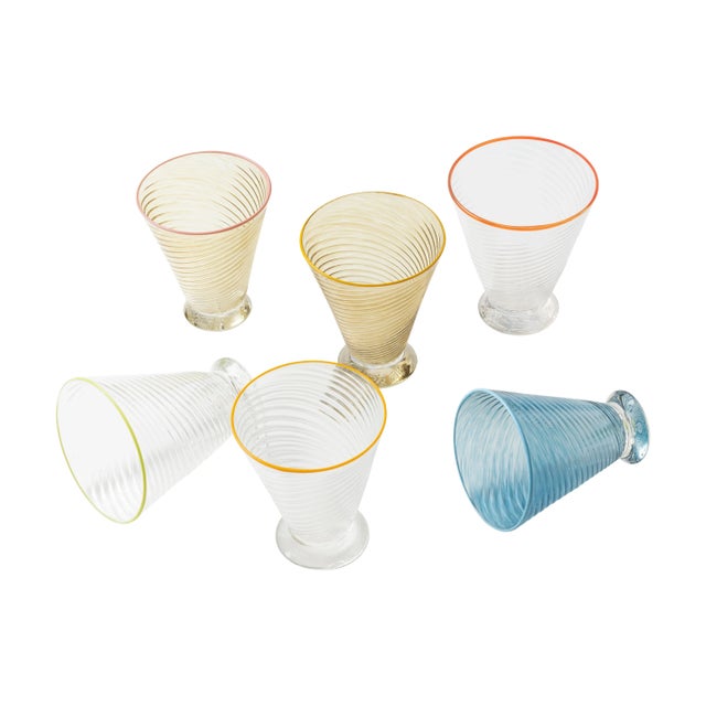 Not Yet Made - Made To Order Celerie Kemble Glassware for Chairish Footed Twist Glasses in Assorted Colors with Multicolor Rim, Set of 6 For Sale - Image 5 of 6