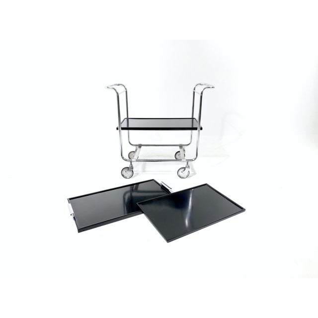 Bauhaus Swiss Vintage Bauhaus Tea Cart by Bigla, 1940 For Sale - Image 3 of 18