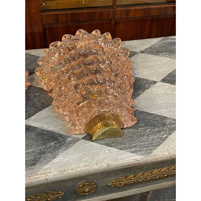 Modern Pair of Murano Rosti Pink Sconces For Sale - Image 3 of 8