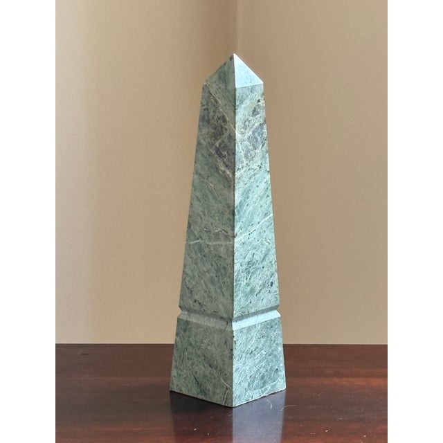 Stone 12" Neoclassical Style Green Marble Obelisk For Sale - Image 7 of 17