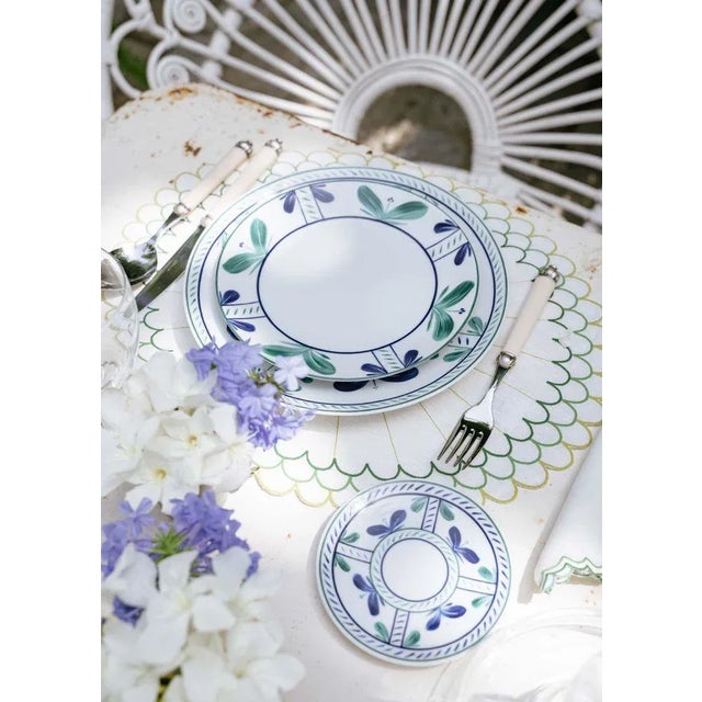 Contemporary ESCAMAS Blue Embroidered Linen Placemat from Los Encajeros For Sale - Image 3 of 4