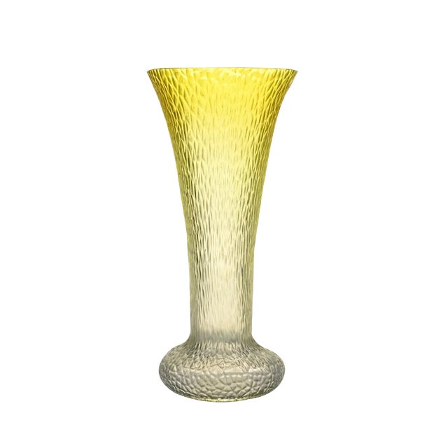 Yellow Martele Glass Vase from Wilhelm Kralk Sohn, 1920s For Sale