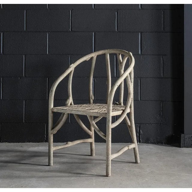 Cabin Matthew Izzo Home Faux Bois Metal Indoor Outdoor Garden Chair For Sale - Image 3 of 6