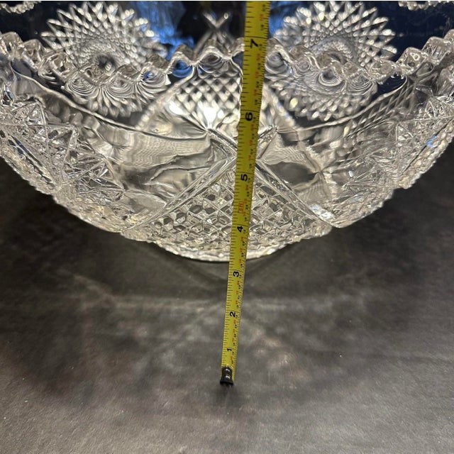 Glass Antique Early American Brilliant Pressed Glass 14" Master Punch Serving Bowl Heavy 10lb With Manganese Glow For Sale - Image 7 of 12