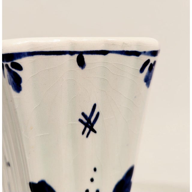 Vintage Blue Hand-Painted Floral Vases from Delft, 1920s, Set of 2 For Sale - Image 13 of 18