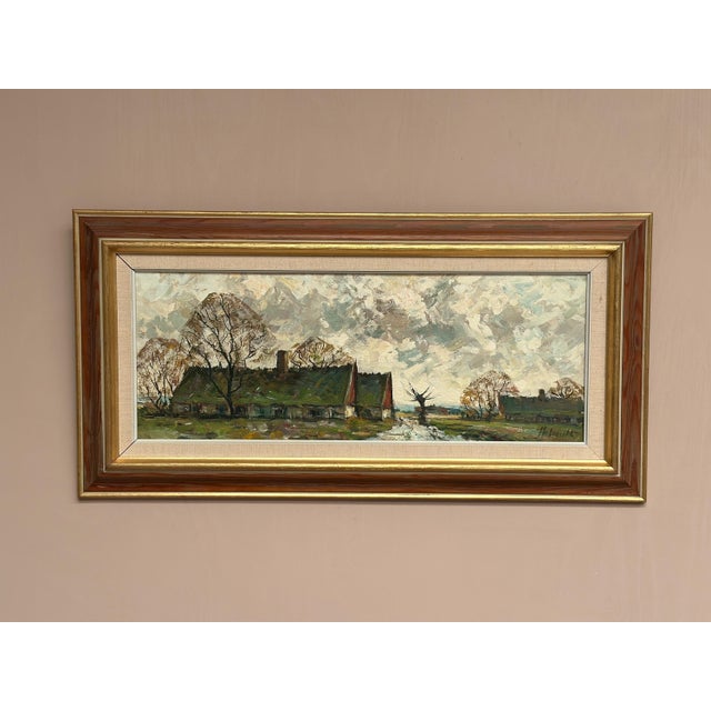 Mid-Century Modern Holmult, Countryside, 1950s, Oil Painting on Canvas, Framed For Sale - Image 3 of 18