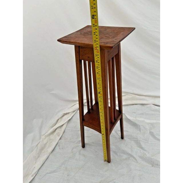 Antique Arts and Crafts Square Plant Stand Table With Bottom Shelf Two ...