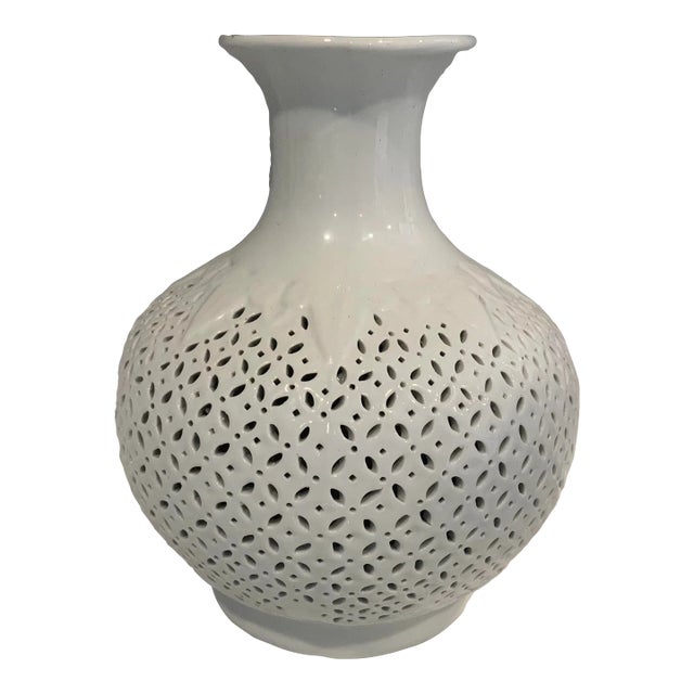 Blanc De Chine Reticulated Vase For Sale