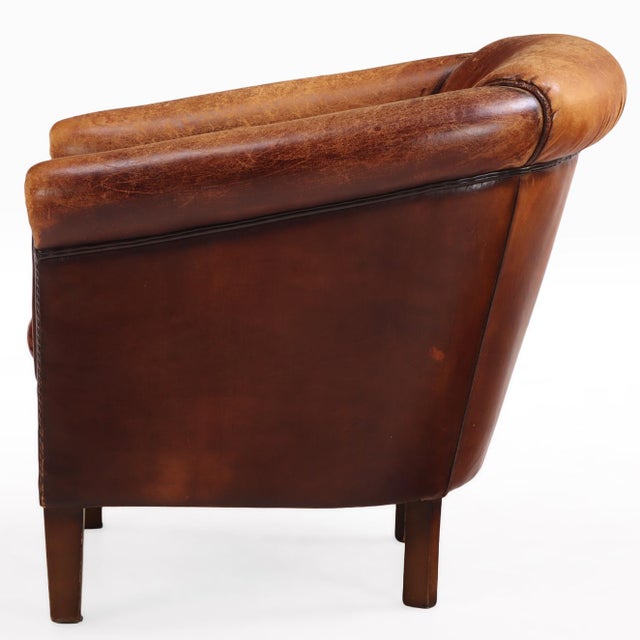 Art Deco A Dutch Art Deco Style Leather Club Chair, C. 1950. For Sale - Image 3 of 8