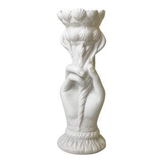 19th Century Victorian Royal Copenhagen Style Parian Ware Porcelain Hand Vase For Sale