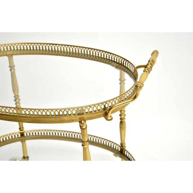 Gold Vintage French Brass Drinks Trolley, 1960 For Sale - Image 8 of 10