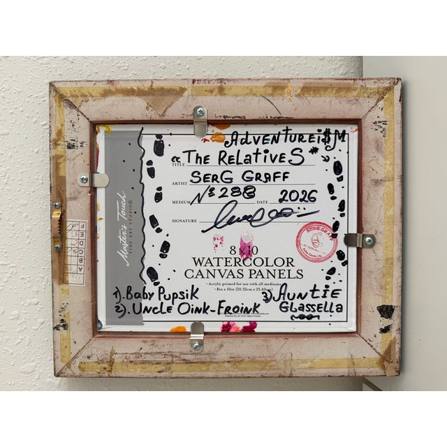 Pink Serg Graff "The Relatives" Abstract Acrylic Painting Framed Outsider Art Coa For Sale - Image 8 of 8