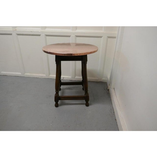 Copper Topped Tavern Table or Occasional Table, 1930s For Sale - Image 4 of 9