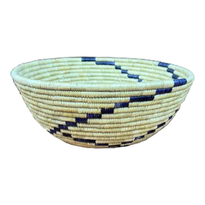 Handwoven Zulu Basket – African Tribal Art With Purple Pattern