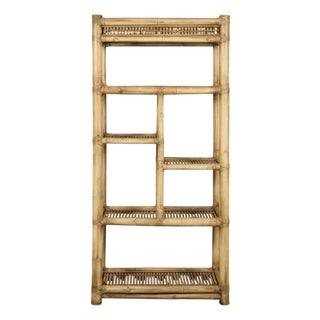 Vintage Mid-Century Palm Beach Regency Bamboo and Rattan Etagere For Sale
