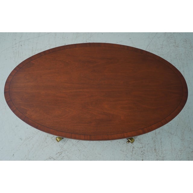 English English Elliptical Mahogany Coffee Table For Sale - Image 3 of 10