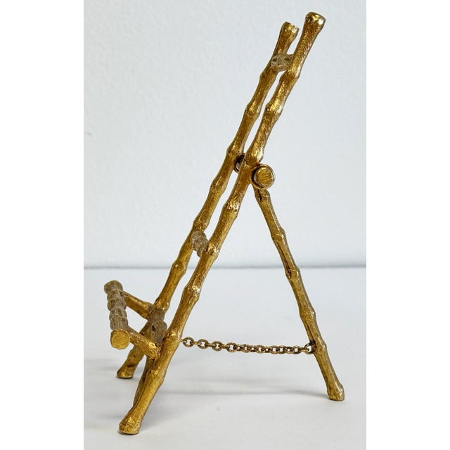 Mid 20th Century Vintage Brass Faux Bamboo Motif Table Easel For Sale - Image 5 of 8
