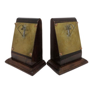 Vintage Brass Sun Dial Bookends, a Pair For Sale