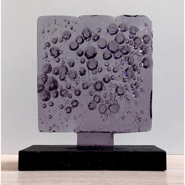 1970 Edvin Öhrström Modern Abstract Violet Glass Sculpture For Sale - Image 15 of 18