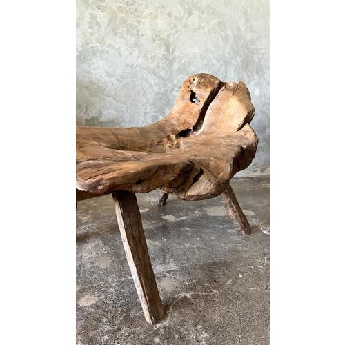 Bench or Small Inclined Resting Chair in Upcycled Organic Solid Teak For Sale - Image 11 of 18