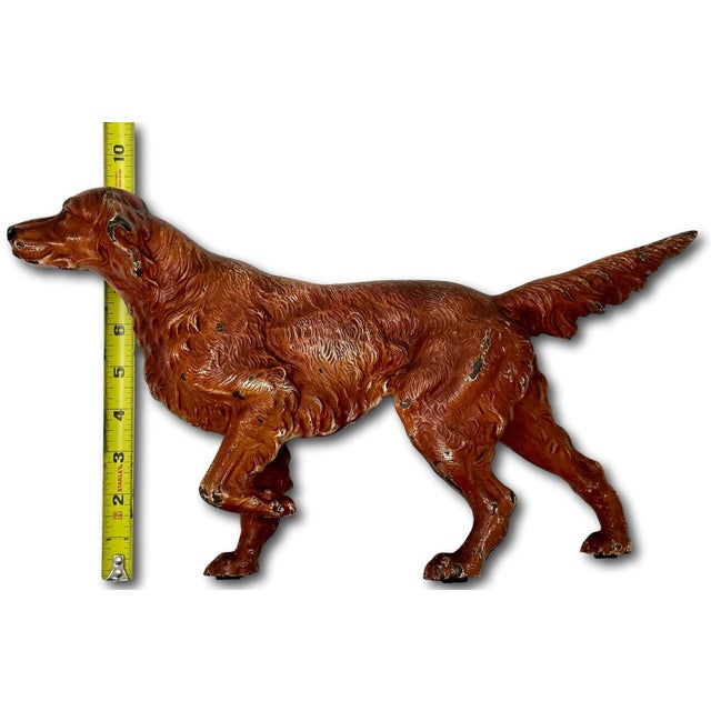Metal Large Size & Hard to Find Vintage 1930s Irish Setter Cast Iron Dog Doorstop by Hubley Manufacturing Co. For Sale - Image 7 of 12