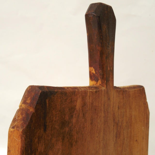 Wood 19th Century Large Antique Rustic Primitive Hardwood Bread Board / Chopping Block - Kitchen Cuttign Board For Sale - Image 7 of 11