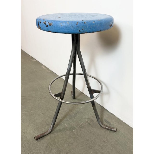 Industrial Grey Workshop Stool, 1960s For Sale - Image 10 of 18