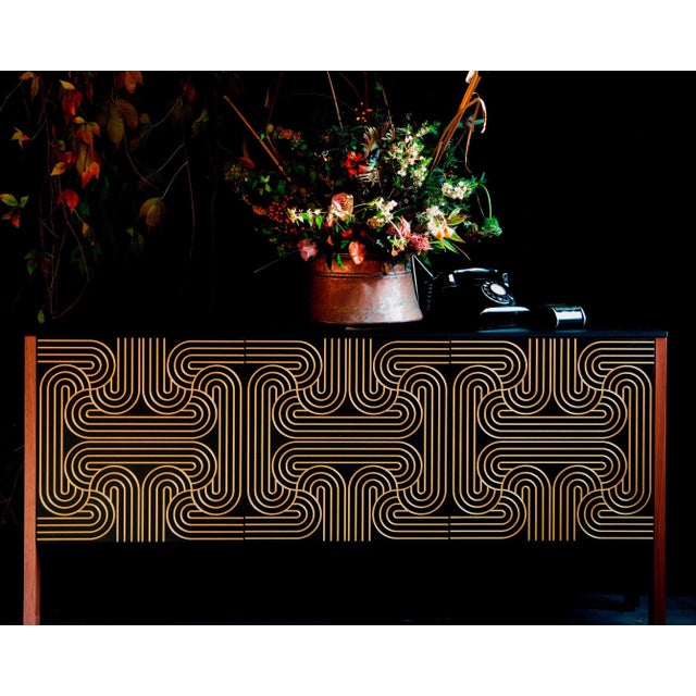 Wood Loop Sideboard in Black and Gold by Coucou Manou For Sale - Image 7 of 7