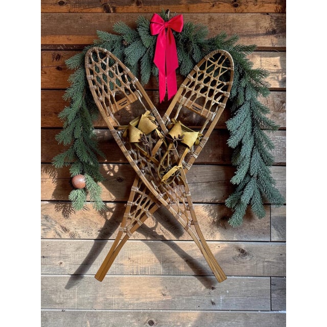 Mid 20th Century Mid 20th Century Vermont Tubbs Rawhide Leather Snowshoes Wall Decor For Sale - Image 5 of 10