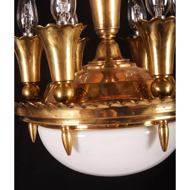 Art Deco Brass Chandelier, 1920s For Sale - Image 3 of 7