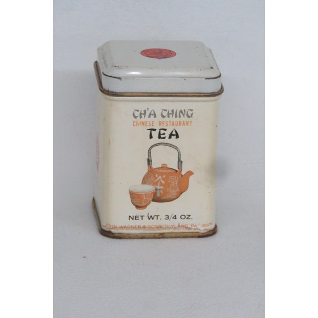 Chinese John Wagner and Sons Small Empty Tea Tin for Cha Ching Chinese Restaurant 4925b For Sale - Image 3 of 12