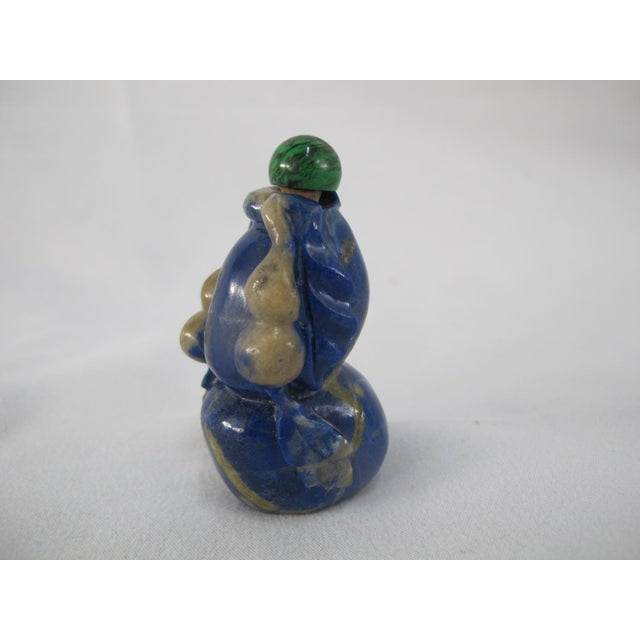 Antique Chinese Lapis Lazuli Malachite Gold Metal Double Gourd Snuff Bottle For Sale - Image 4 of 9
