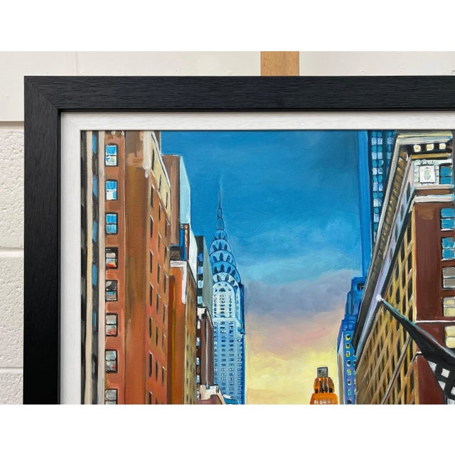 2020s Chrysler Building 42nd Street New York City at Sunset With Golden Yellow Sky by Contemporary British Artist For Sale - Image 5 of 12