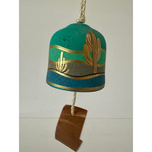 Vintage 20th Century Hand Painted Southwestern Scenery Wind Chime Bell For Sale - Image 4 of 9