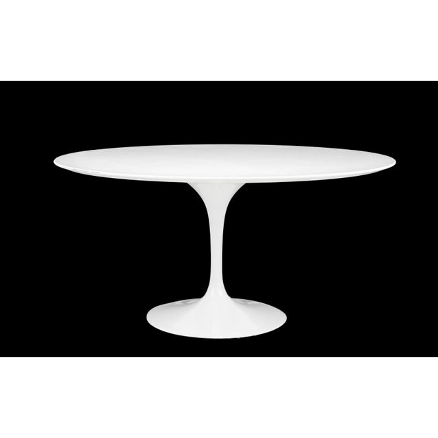 Eero Saarinen Knoll Studio "Tulip" Circular Dining Table, white laminate top on white enamel pedestal base with "Eero...